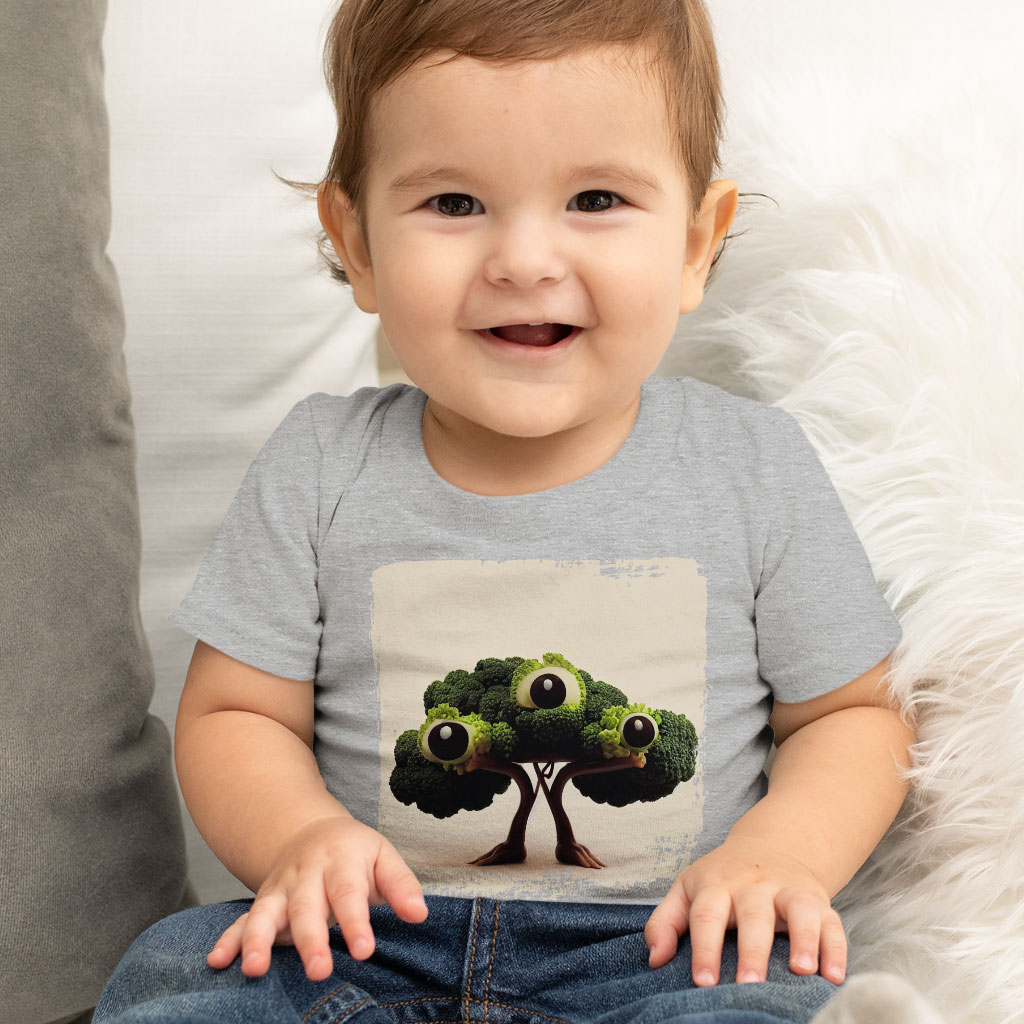Cartoon Drawing Of Broccoli Baby Jersey T-Shirt - Funny Baby T-Shirt - Graphic T-Shirt for Babies Clothing Kids' Clothing T-Shirts Color : Athletic Heather|Heather Columbia Blue|White 