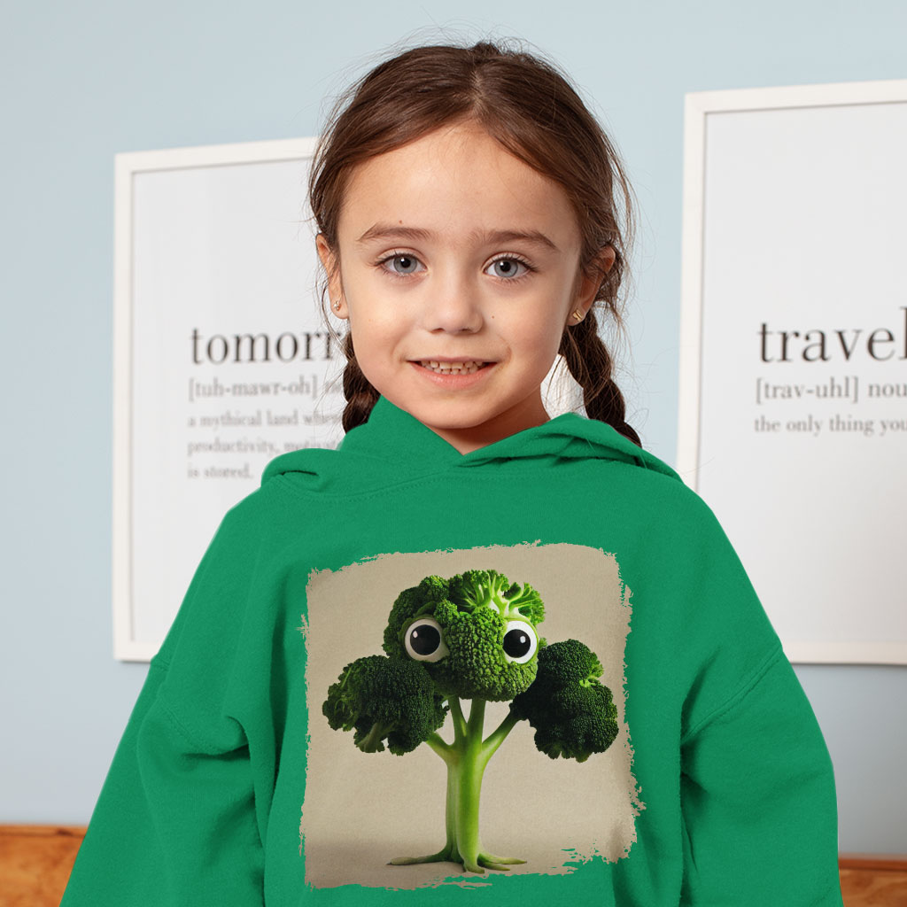 Broccoli Cartoon Drawing Toddler Hoodie - Cool Toddler Hooded Sweatshirt - Themed Kids' Hoodie Clothing Hoodies Kids' Clothing Color : Black|Kelly|White 