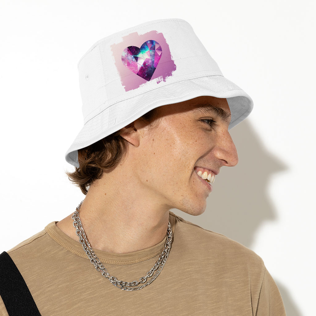 Pink Crystal Heart Bucket Hat - Cool Hat - Galaxy Bucket Hat Fashion Accessories Hats & Hair Accessories Color : White 