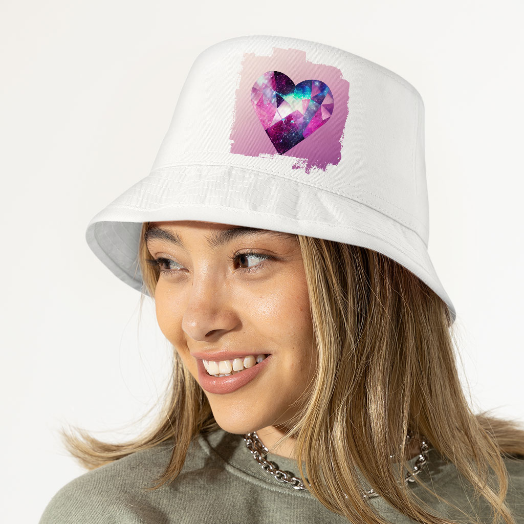 Pink Crystal Heart Bucket Hat - Cool Hat - Galaxy Bucket Hat Fashion Accessories Hats & Hair Accessories Color : White 