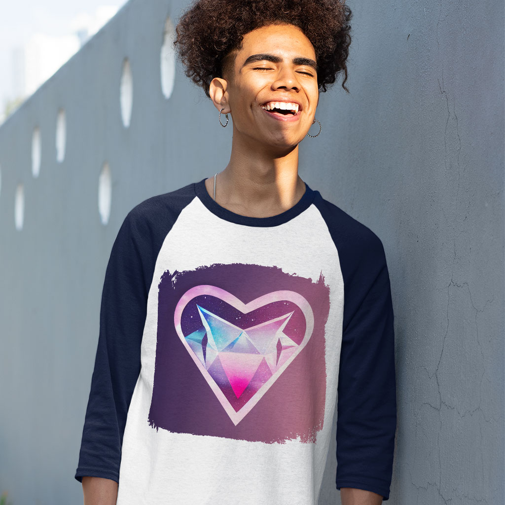 Space Heart Baseball T-Shirt - Galaxy T-Shirt - Graphic Tee Shirt Clothing T-Shirts Color : Gray White|Navy White 