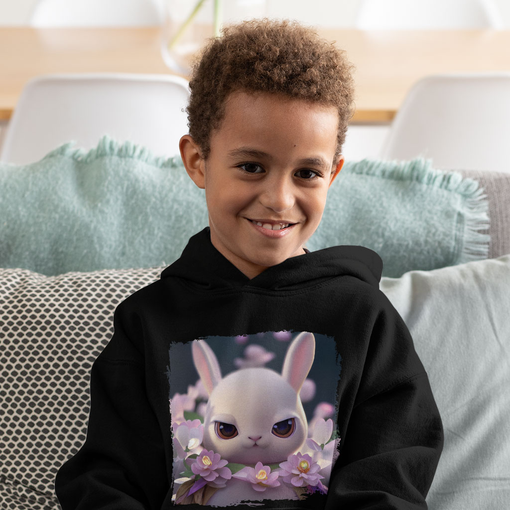 Cartoon Rabbit Drawing Toddler Hoodie - Cool Toddler Hooded Sweatshirt - Cute Kids' Hoodie Clothing Hoodies Kids' Clothing Color : Black|Kelly|White 