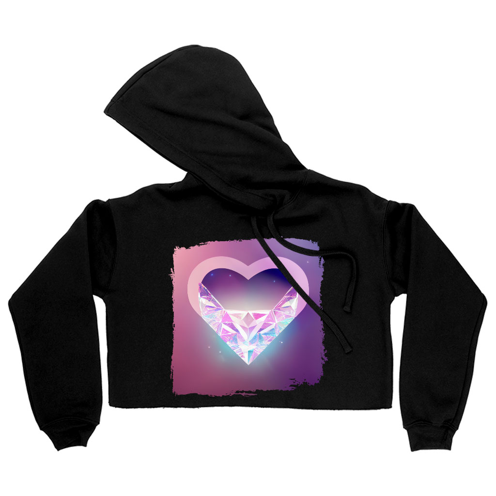 Abstract Heart Women's Cropped Fleece Hoodie - Colorful Cropped Hoodie for Women - Themed Hooded Sweatshirt Clothing Hoodies Color : Black|Heather Dust|Storm 