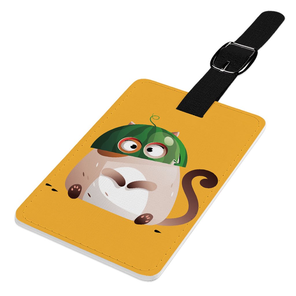 Cat and Watermelon Luggage Tag - Colorful Travel Bag Tag - Animal Print Luggage Tag Fashion Fashion Accessories Luggage Tag Travel Accessories  