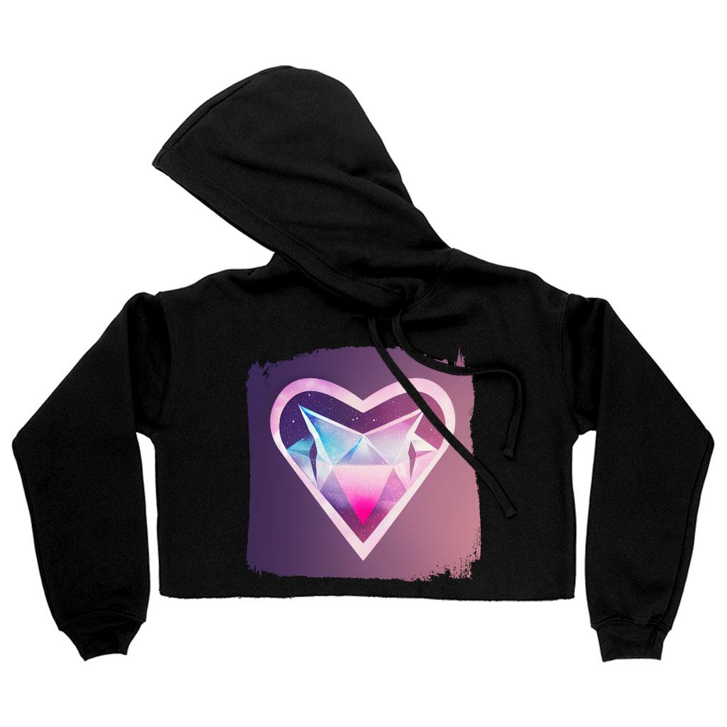 Space Heart Women's Cropped Fleece Hoodie - Galaxy Cropped Hoodie for Women - Graphic Hooded Sweatshirt Clothing Hoodies Color : Black|Heather Dust|Storm 