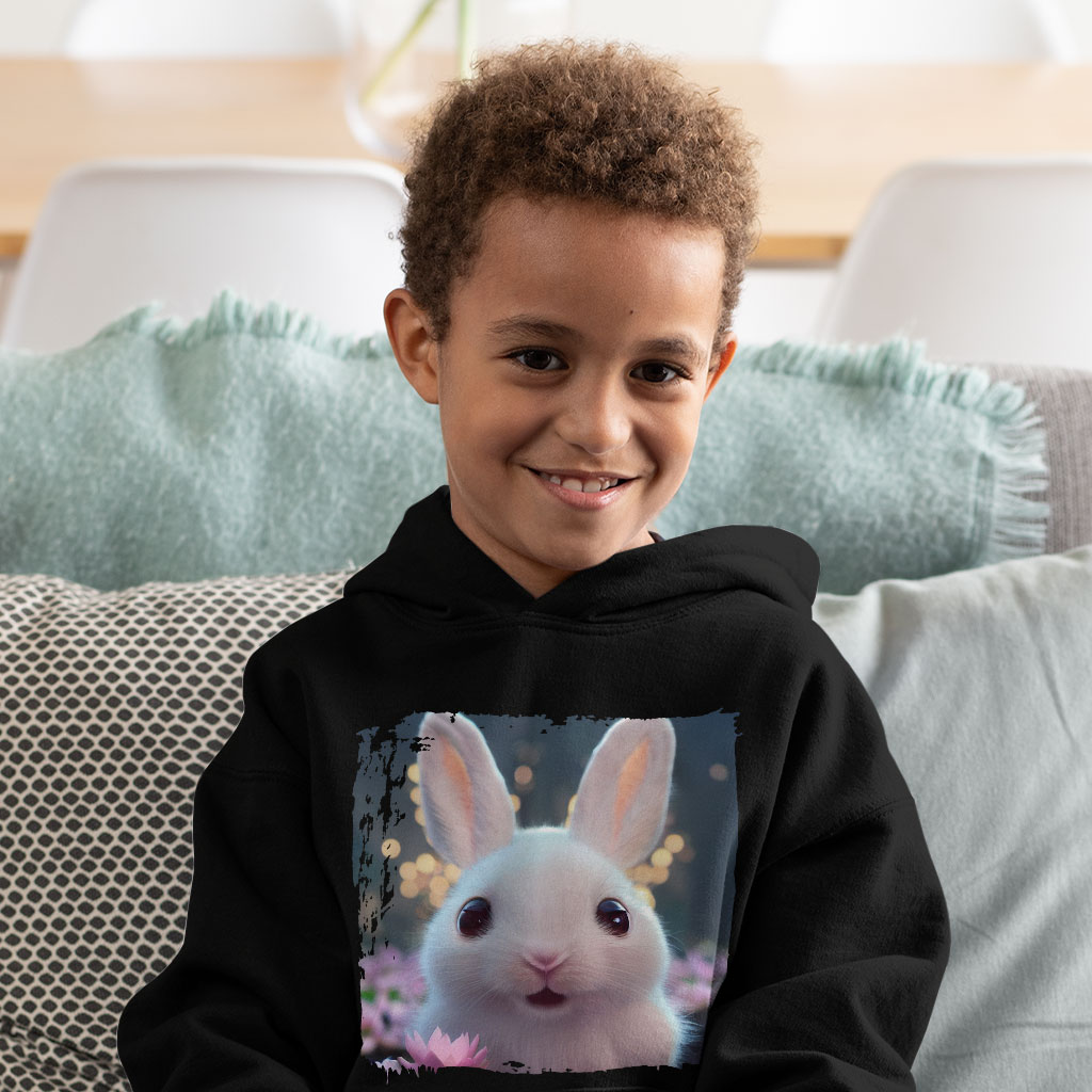 Cartoon White Rabbit Toddler Hoodie - Themed Toddler Hooded Sweatshirt - Colorful Kids' Hoodie Clothing Hoodies Kids' Clothing Color : Black|Kelly|White 