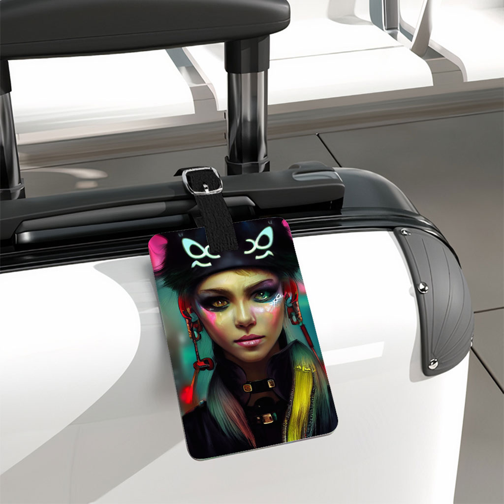 Anime Cartoon Girl Luggage Tag - Themed Travel Bag Tag - Graphic Luggage Tag Fashion Fashion Accessories Luggage Tag Travel Accessories  