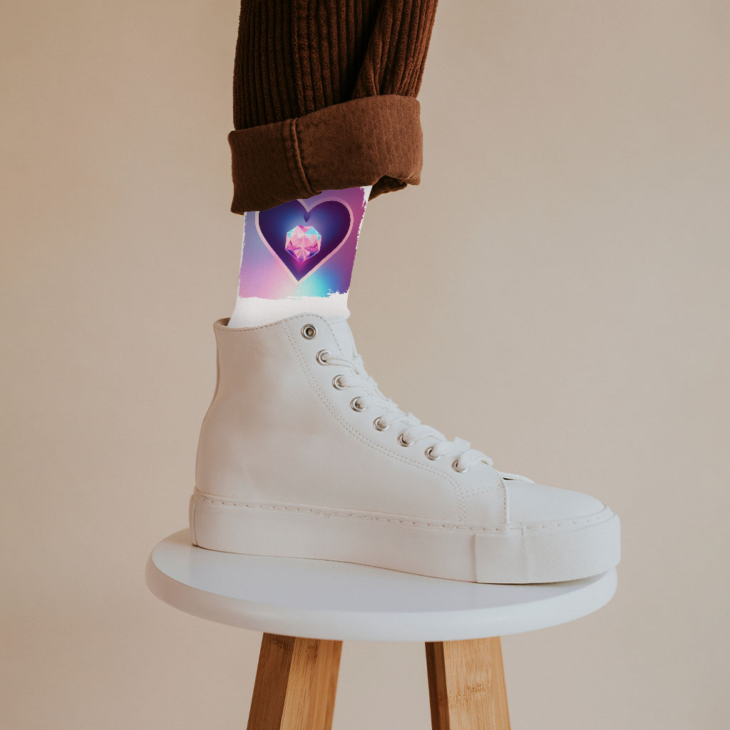 Heart Art Socks - Galaxy Novelty Socks - Printed Crew Socks Fashion Fashion Accessories Socks Size : Large|Medium 