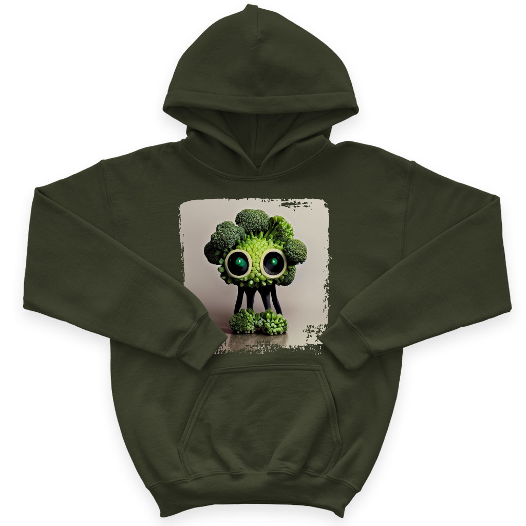 Cute Cartoon Broccoli Kids' Sponge Fleece Hoodie - Kawaii Kids' Hoodie - Funny Hoodie for Kids Clothing Hoodies Kids' Clothing Color : Athletic Heather|Black|Military Green 