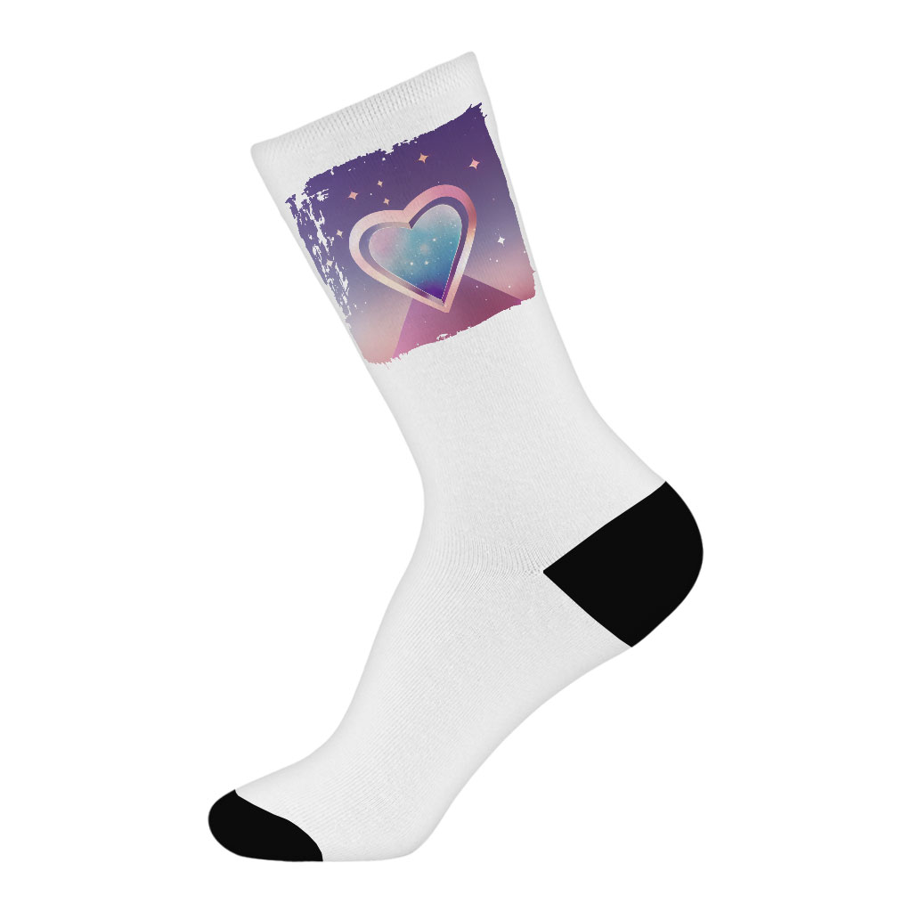 Abstract Heart Art Socks - Space Novelty Socks - Cool Crew Socks Fashion Fashion Accessories Socks Size : Large|Medium 