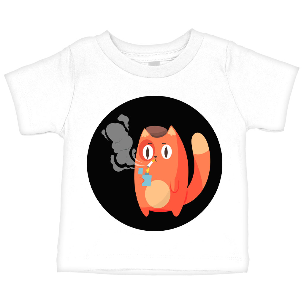 Cat Smoking Cigarette Baby Jersey T-Shirt - Funny Baby T-Shirt - Animal Print T-Shirt for Babies Clothing Kids' Clothing T-Shirts Color : Athletic Heather|Heather Columbia Blue|White 