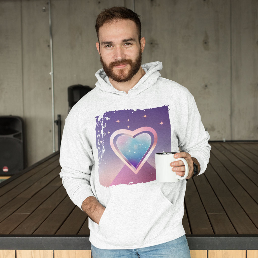 Abstract Heart Art Hooded Sweatshirt - Space Hoodie - Cool Hoodie Clothing Hoodies Color : Black|Navy|White 
