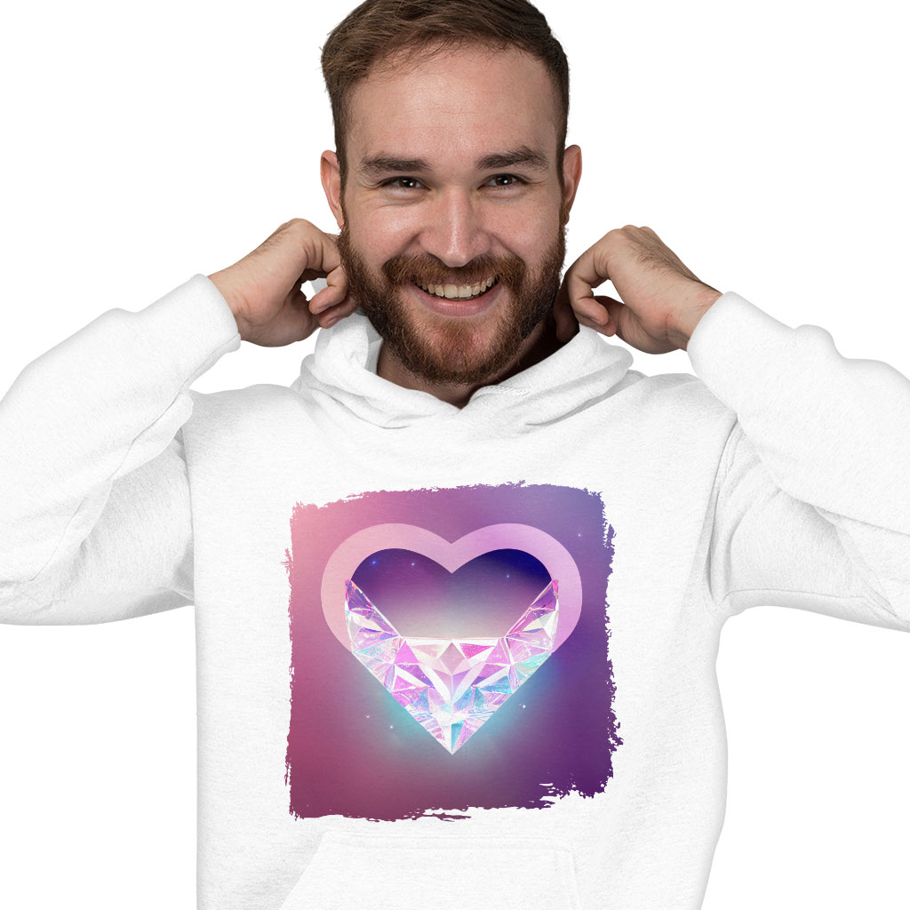 Abstract Heart Hooded Sweatshirt - Colorful Hoodie - Themed Hoodie Clothing Hoodies Color : Black|Navy|White 