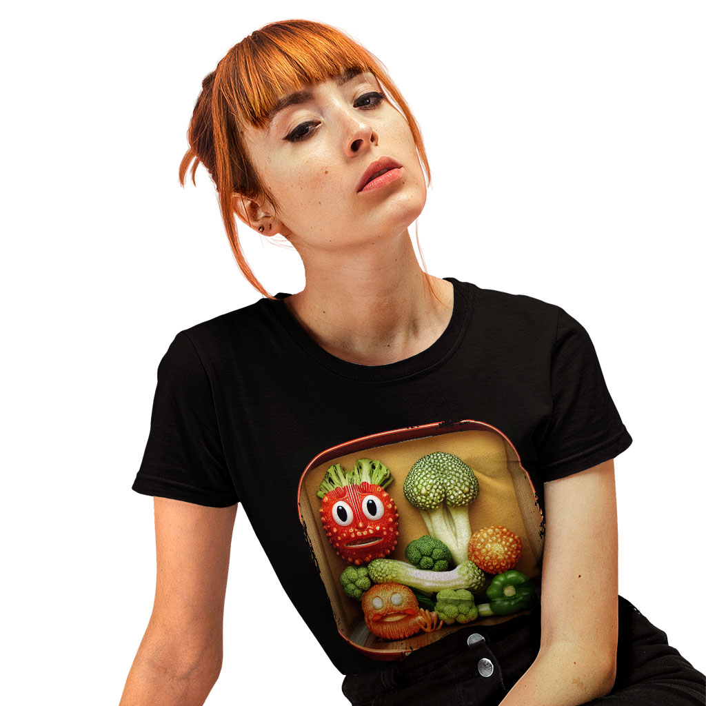 Cute Vegetables Heavy Cotton T-Shirt - Funny Tee Shirt - Printed T-Shirt Clothing T-Shirts Color : Black|Forest Green|White 