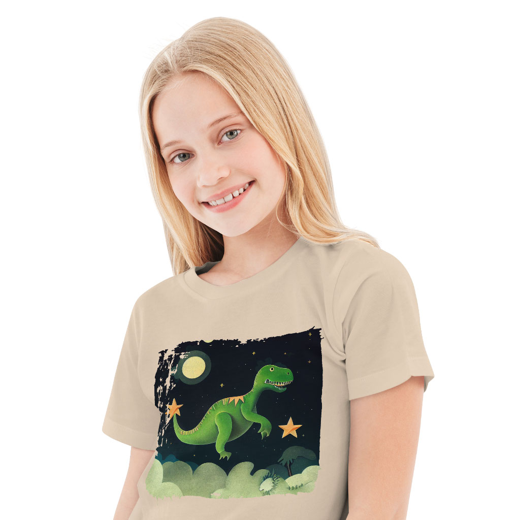 Cute Green Dinosaur Cartoon Kids' T-Shirt - Themed T-Shirt - Colorful Tee Shirt for Kids Clothing Kids' Clothing T-Shirts Color : Black|Natural|White 