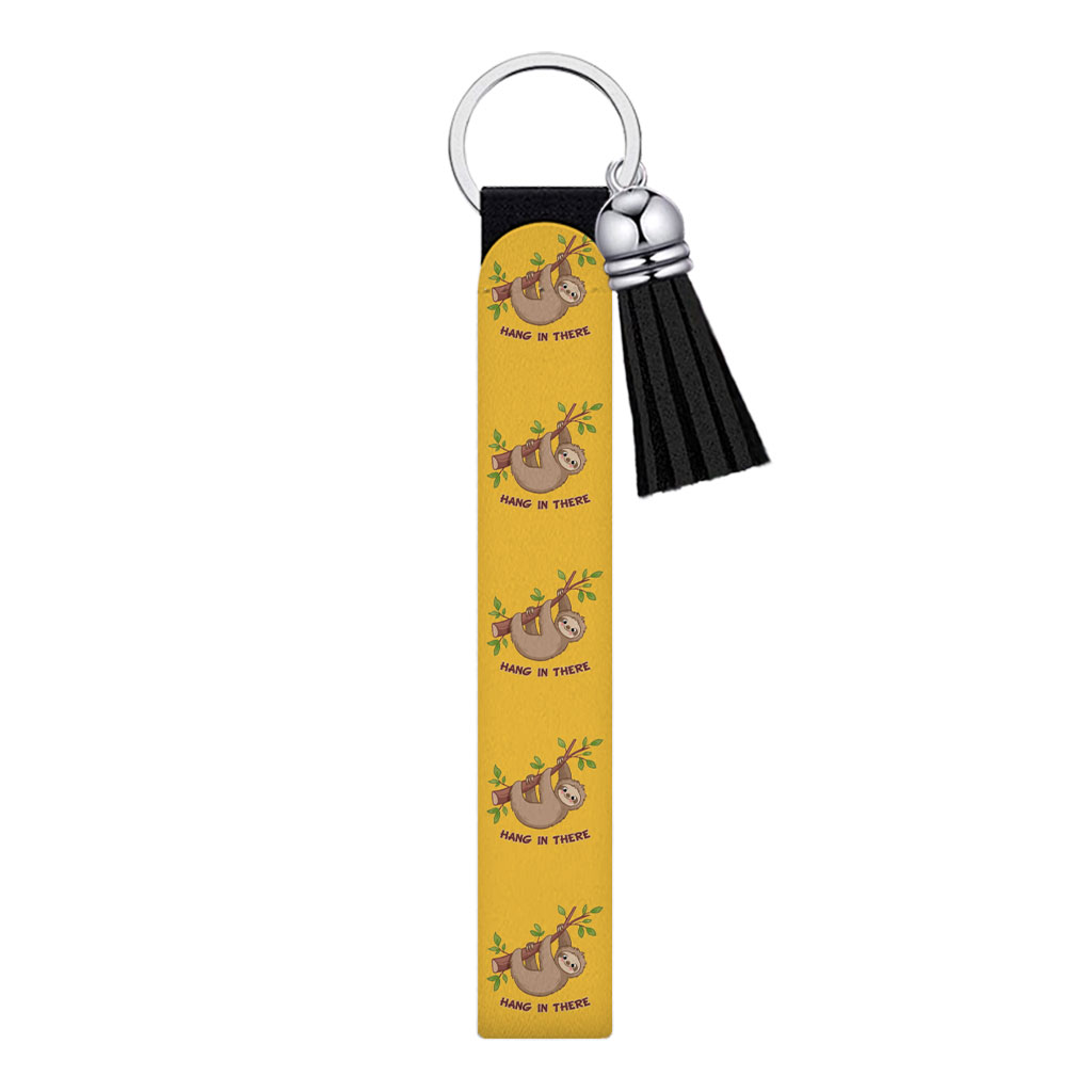 Hang in There Sloth Keychain Wristlet - Themed Keychain Bracelet - Printed Wristlet Strap for Key Fashion Fashion Accessories Keychains  