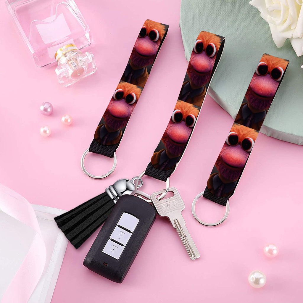 Cartoon Animal Muppet Keychain Wristlet - Graphic Keychain Bracelet - Themed Wristlet Strap for Key Fashion Fashion Accessories Keychains  