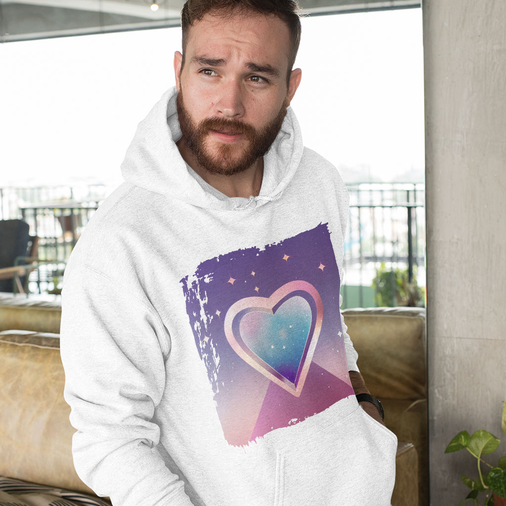 Abstract Heart Art Hooded Sweatshirt - Space Hoodie - Cool Hoodie Clothing Hoodies Color : Black|Navy|White 