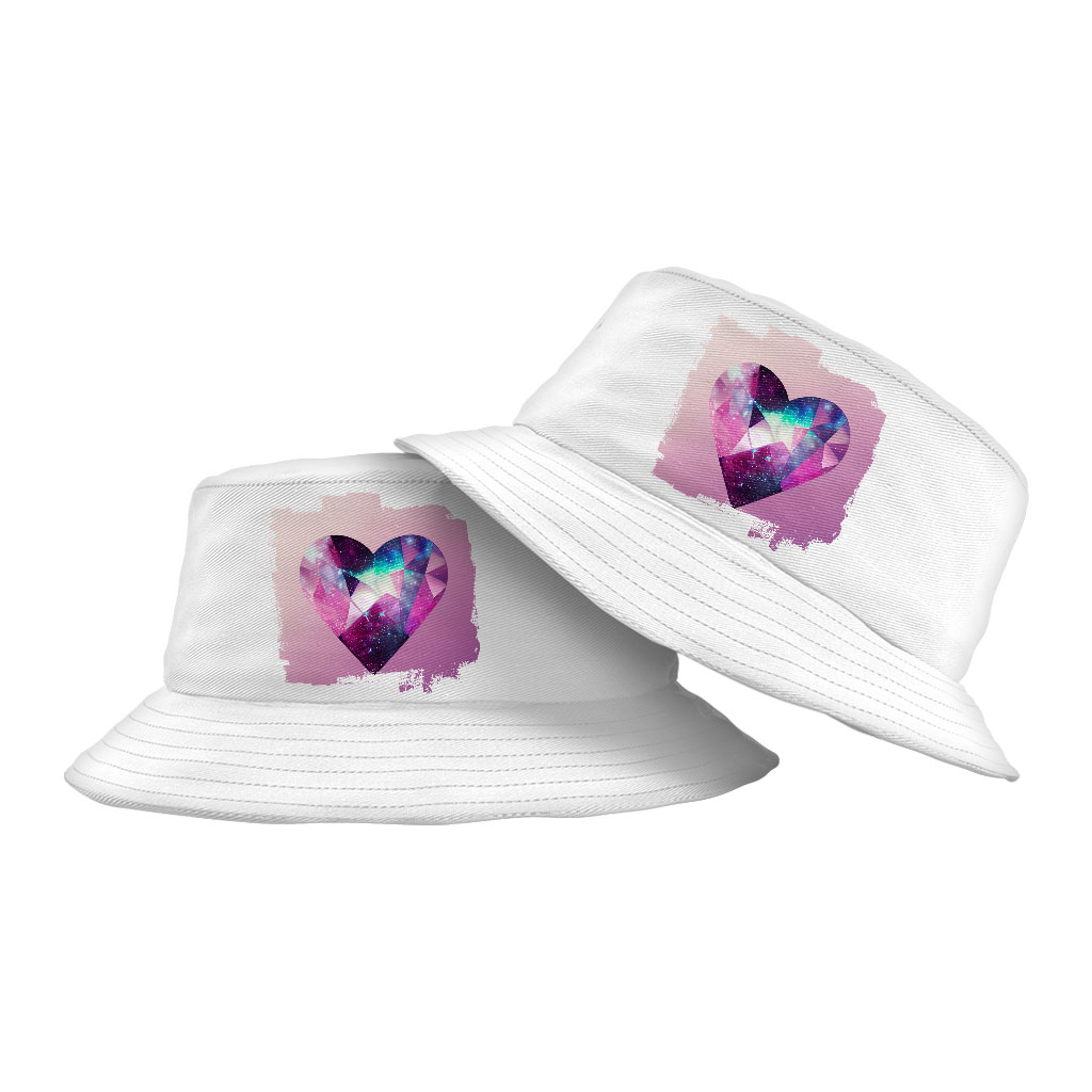 Pink Crystal Heart Bucket Hat - Cool Hat - Galaxy Bucket Hat Fashion Accessories Hats & Hair Accessories Color : White 