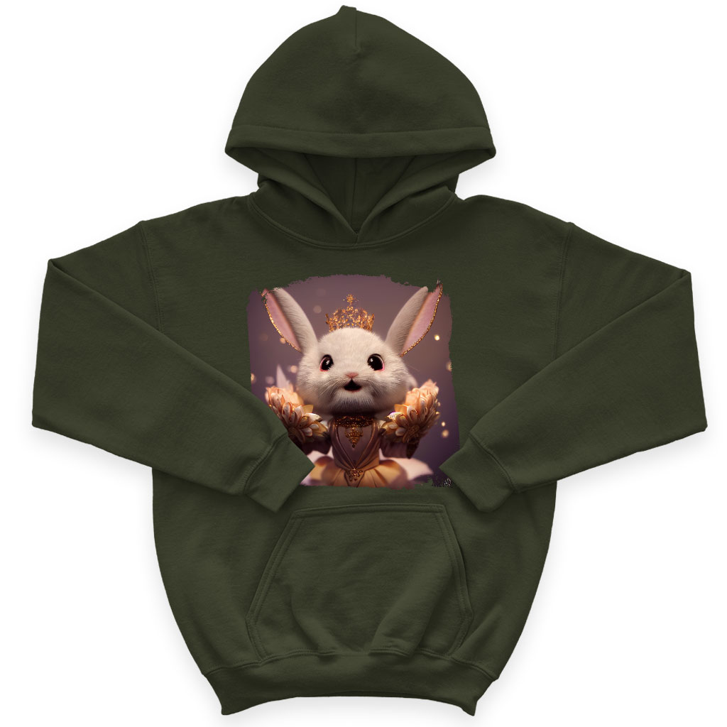 Cute Bunny Rabbit Kids' Sponge Fleece Hoodie - Printed Kids' Hoodie - Cartoon Hoodie for Kids Clothing Hoodies Kids' Clothing Color : Athletic Heather|Black|Military Green 