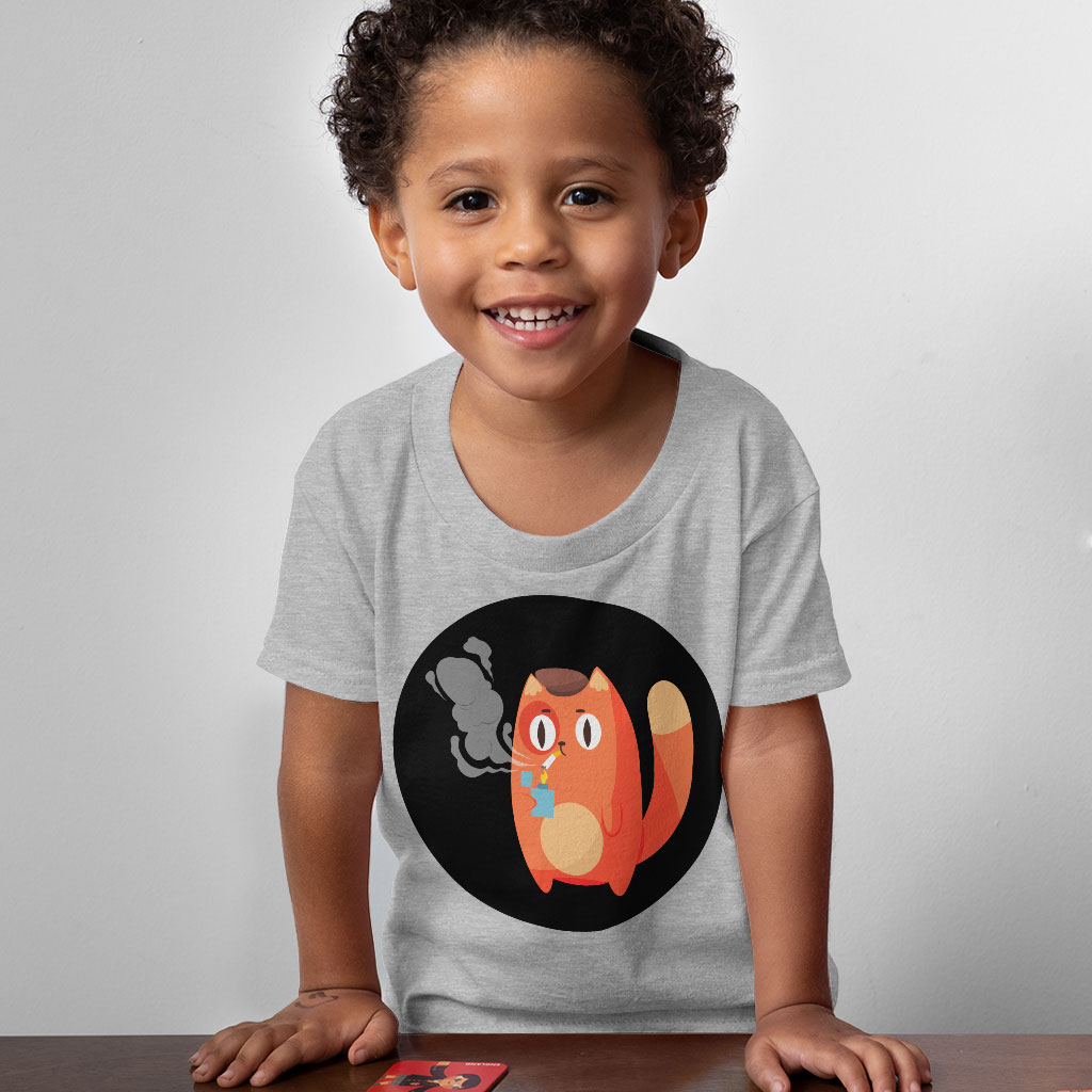 Cat Smoking Cigarette Toddler T-Shirt - Funny Kids' T-Shirt - Animal Print Tee Shirt for Toddler Clothing Kids' Clothing T-Shirts Color : Athletic Heather|Heather Columbia Blue|Heather Dust 