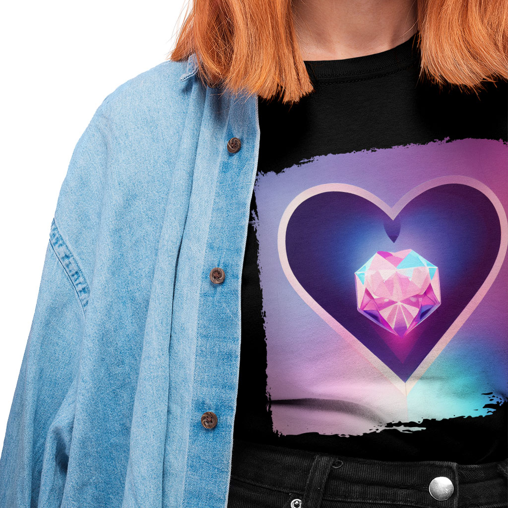 Heart Art Heavy Cotton T-Shirt - Galaxy Tee Shirt - Printed T-Shirt Clothing T-Shirts Color : Black|Forest Green|White 