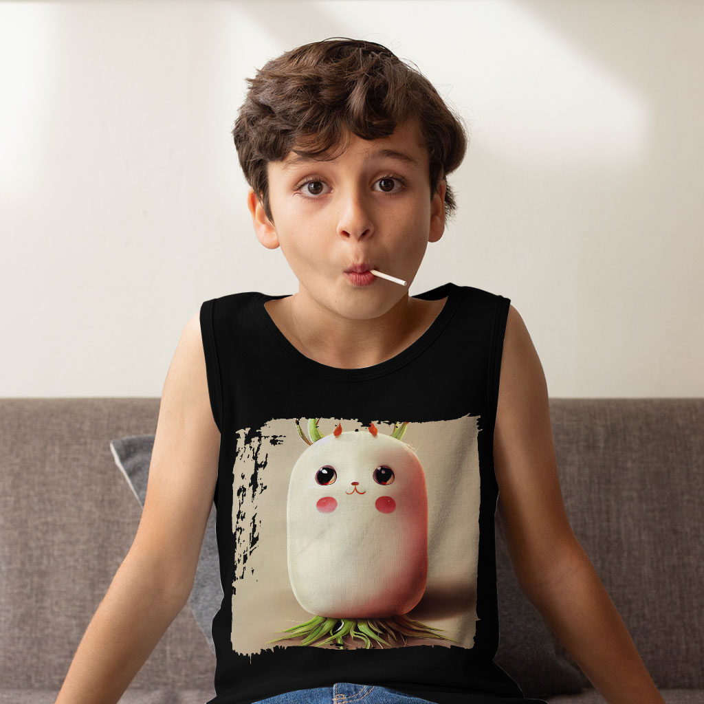Kawaii Radish Art Kids' Jersey Tank - Cool Sleeveless T-Shirt - Themed Kids' Tank Top Clothing Kids' Clothing Tanks Color : Athletic Heather|Black|White 