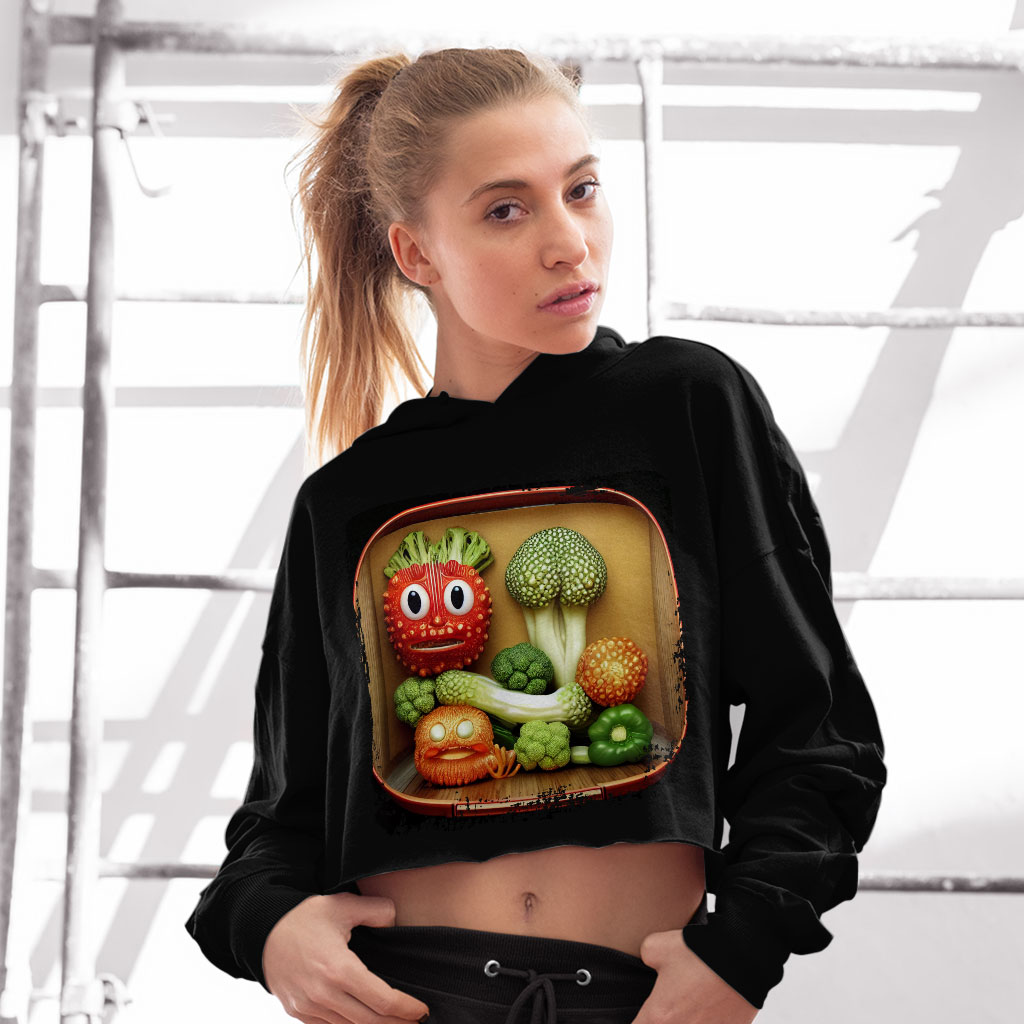 Cute Vegetables Women's Cropped Fleece Hoodie - Funny Cropped Hoodie for Women - Printed Hooded Sweatshirt Clothing Hoodies Color : Black|Heather Dust|Storm 
