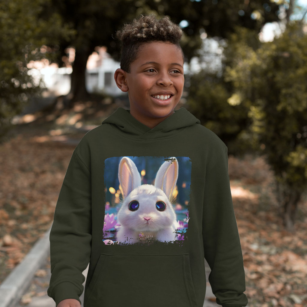 Cute Rabbit Drawing Kids' Sponge Fleece Hoodie - Graphic Kids' Hoodie - Colorful Hoodie for Kids Clothing Hoodies Kids' Clothing Color : Athletic Heather|Black|Military Green 