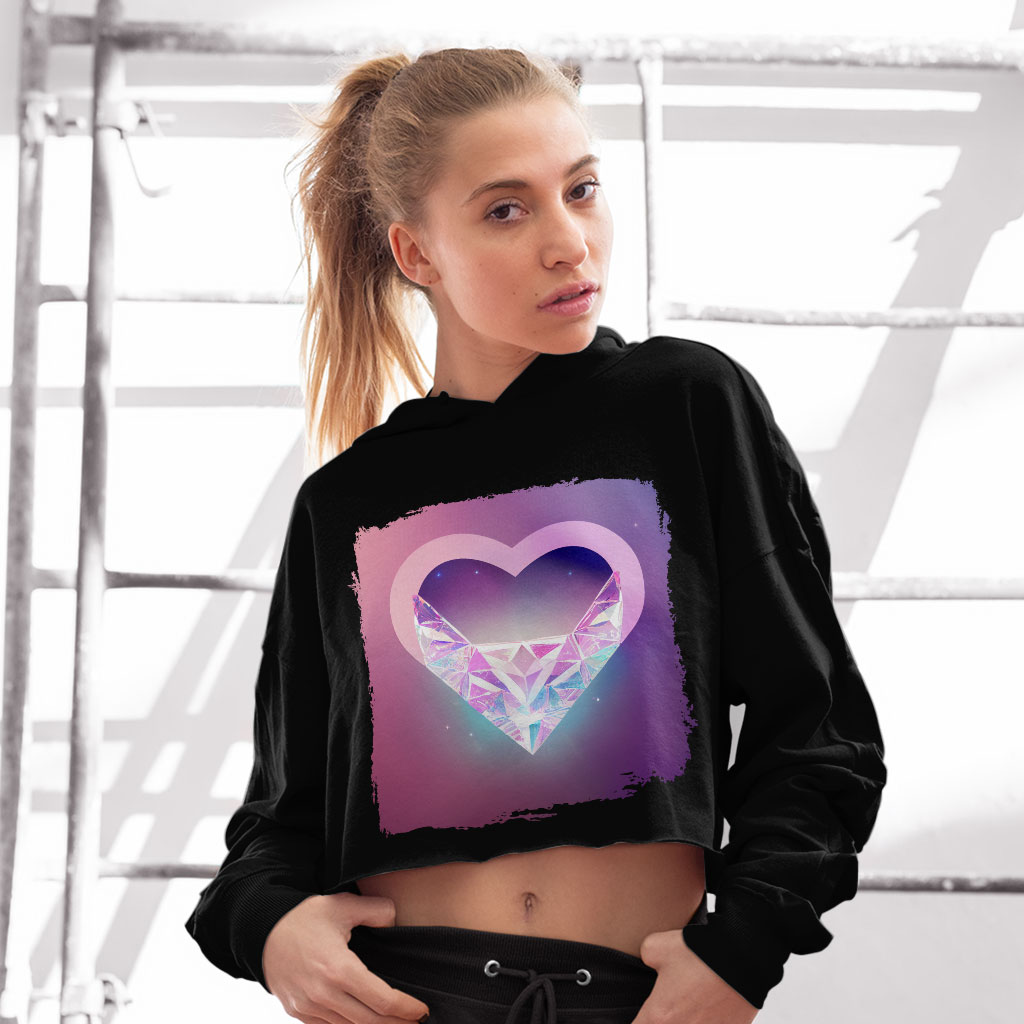 Abstract Heart Women's Cropped Fleece Hoodie - Colorful Cropped Hoodie for Women - Themed Hooded Sweatshirt Clothing Hoodies Color : Black|Heather Dust|Storm 
