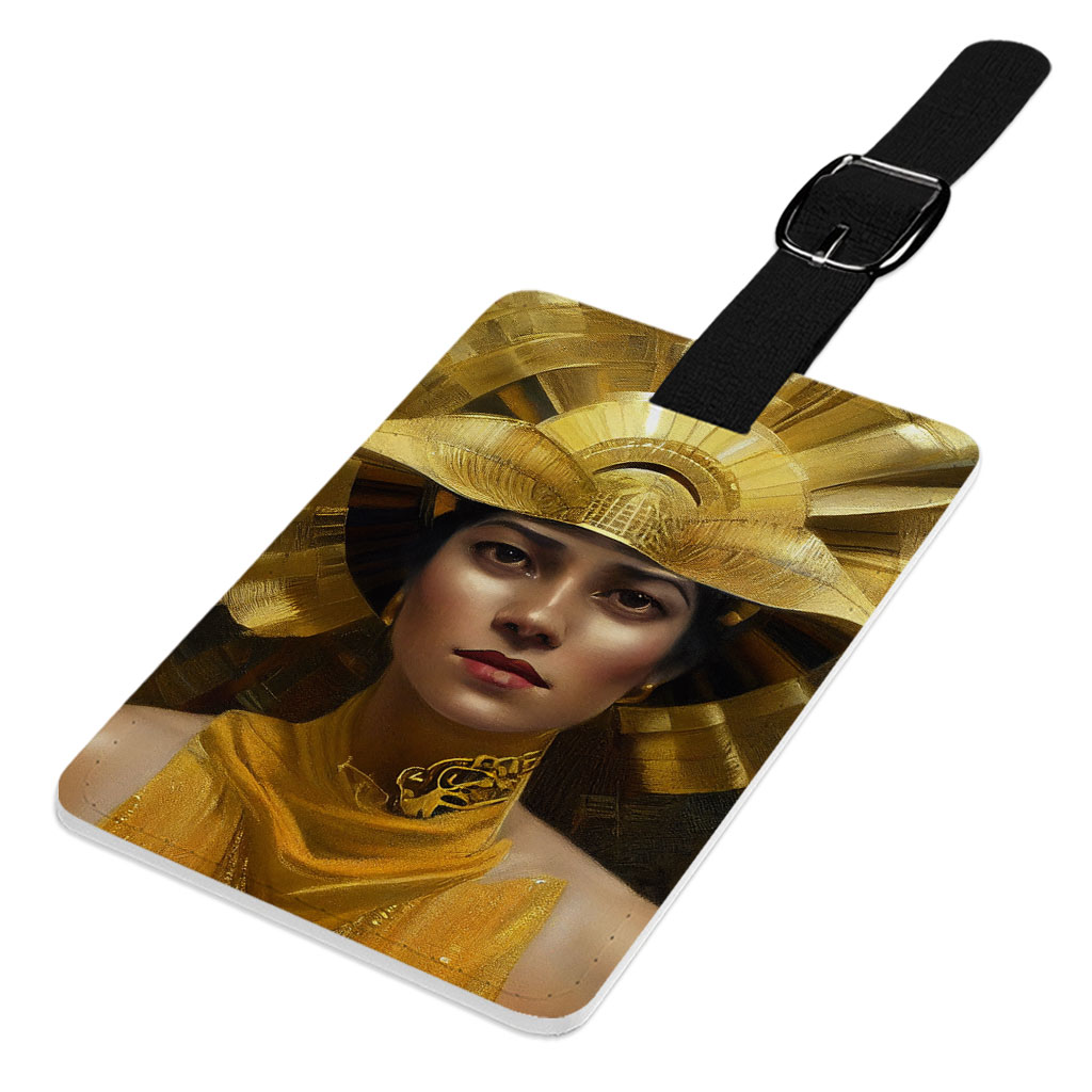 Woman in Gold Dress Luggage Tag - Cool Travel Bag Tag - Graphic Luggage Tag Fashion Fashion Accessories Luggage Tag Travel Accessories  