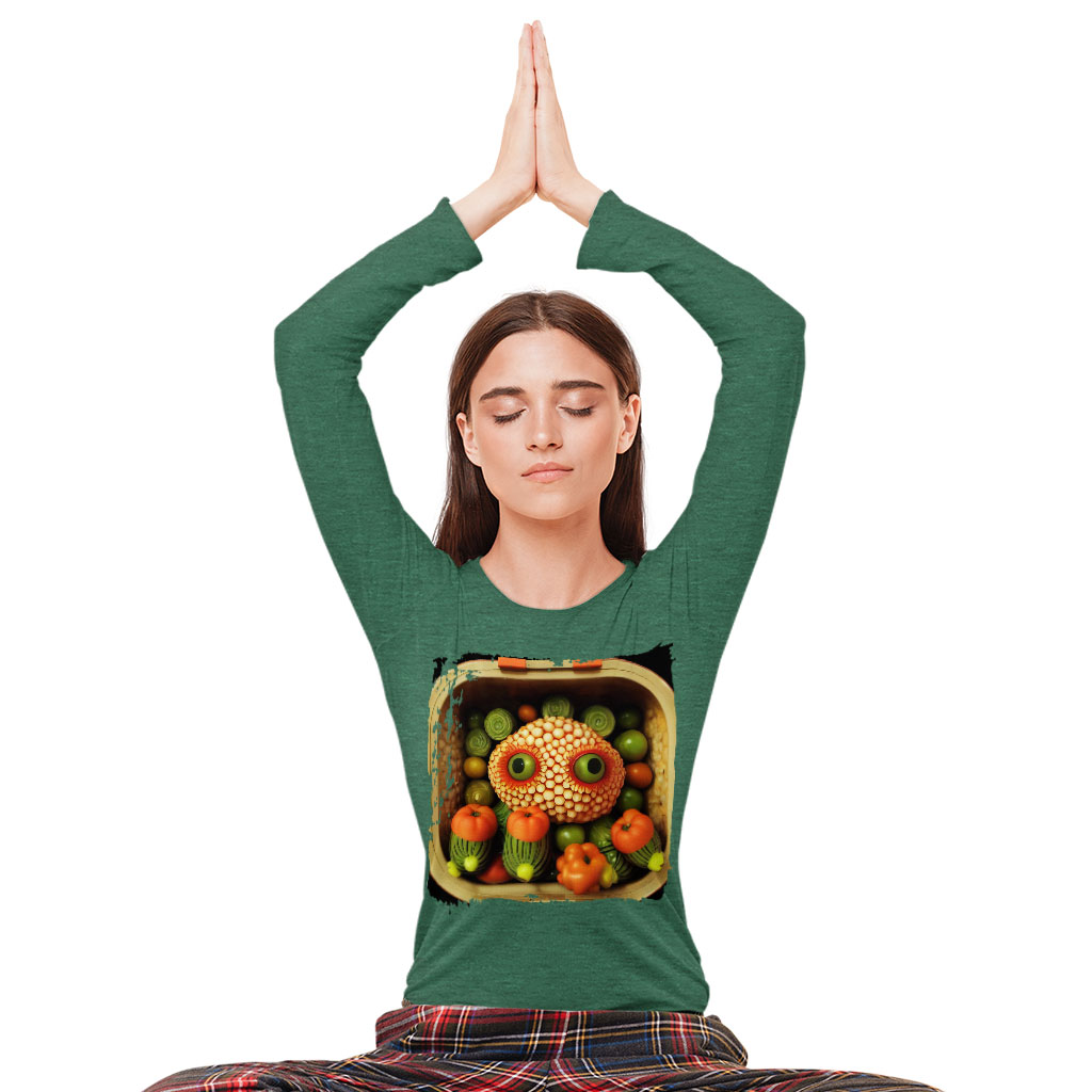 Cute Cartoon Vegetables Long Sleeve T-Shirt - Graphic T-Shirt - Cool Long Sleeve Tee Shirt Clothing T-Shirts Color : Black|Heather Forest|White 