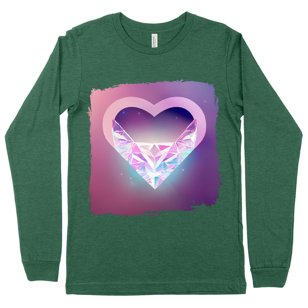 Abstract Heart Long Sleeve T-Shirt - Colorful T-Shirt - Themed Long Sleeve Tee Shirt Clothing T-Shirts Color : Black|Heather Forest|White 