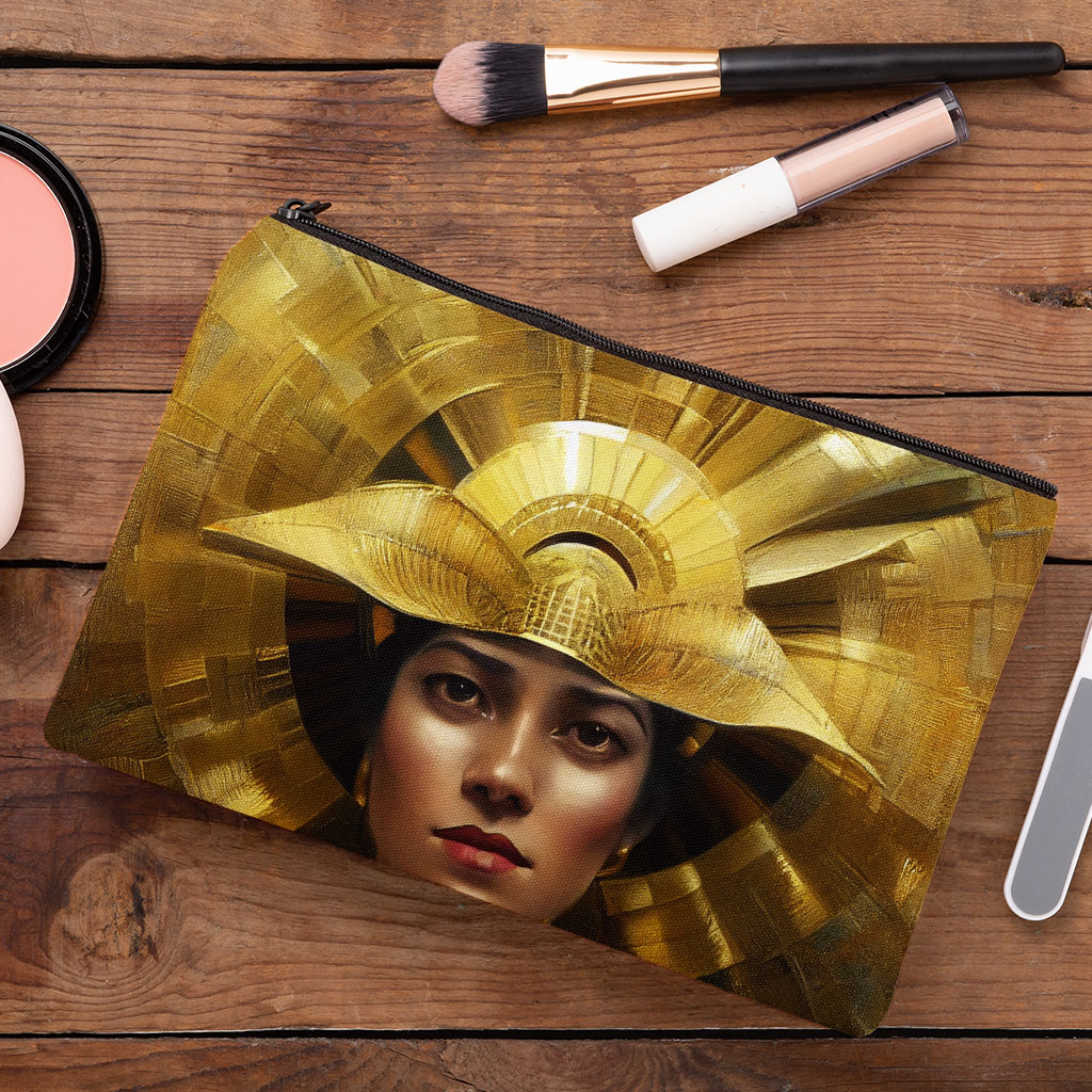 Woman in Gold Dress Makeup Bag - Cool Cosmetic Bag - Graphic Makeup Pouch Bags & Wallets Fashion Makeup Pouch  