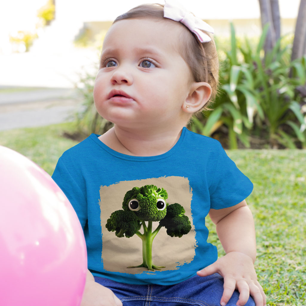 Broccoli Cartoon Drawing Baby Jersey T-Shirt - Cool Baby T-Shirt - Themed T-Shirt for Babies Clothing Kids' Clothing T-Shirts Color : Athletic Heather|Heather Columbia Blue|White 