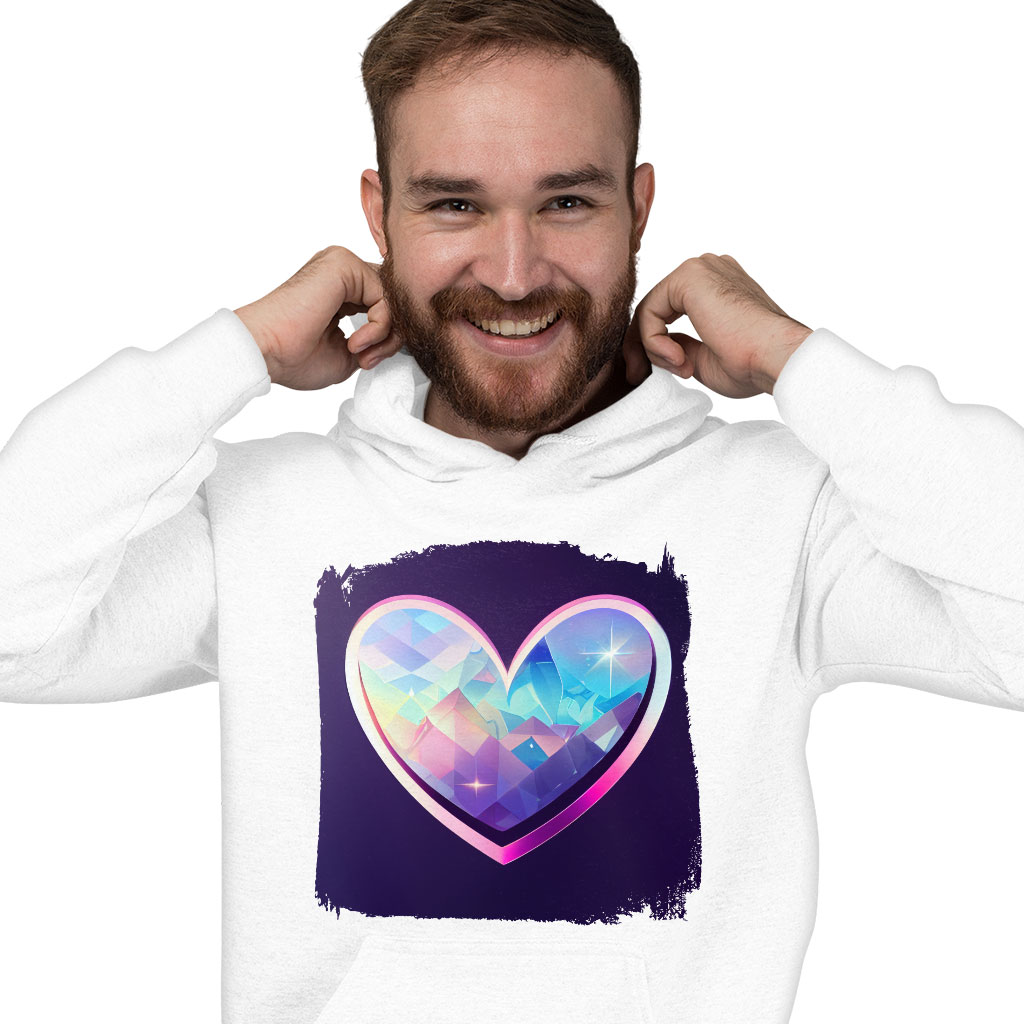 Crystal Heart Drawing Hooded Sweatshirt - Space Hoodie - Graphic Hoodie Clothing Hoodies Color : Black|Navy|White 