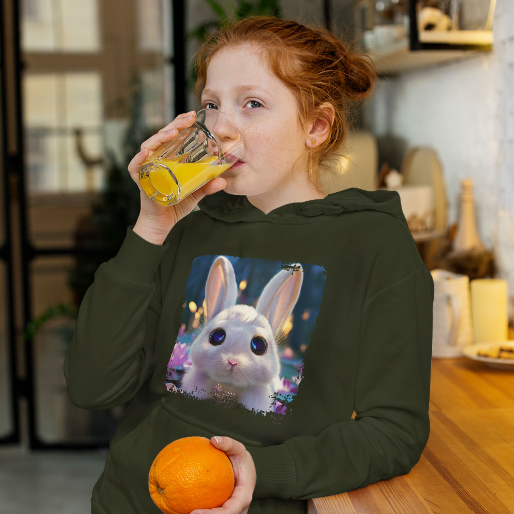 Cute Rabbit Drawing Kids' Sponge Fleece Hoodie - Graphic Kids' Hoodie - Colorful Hoodie for Kids Clothing Hoodies Kids' Clothing Color : Athletic Heather|Black|Military Green 