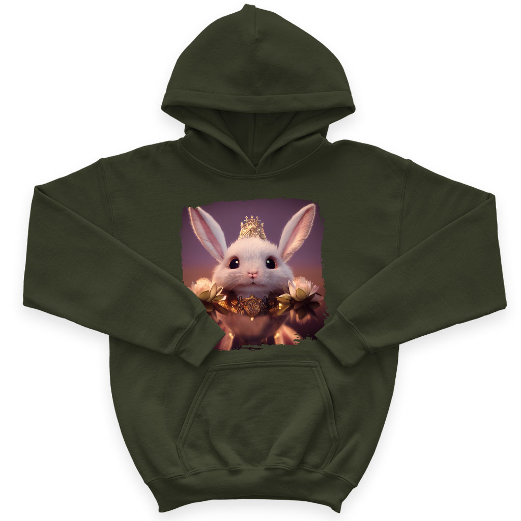 Cartoon Rabbit Kids' Sponge Fleece Hoodie - Cute Kids' Hoodie - Printed Hoodie for Kids Clothing Hoodies Kids' Clothing Color : Athletic Heather|Black|Military Green 