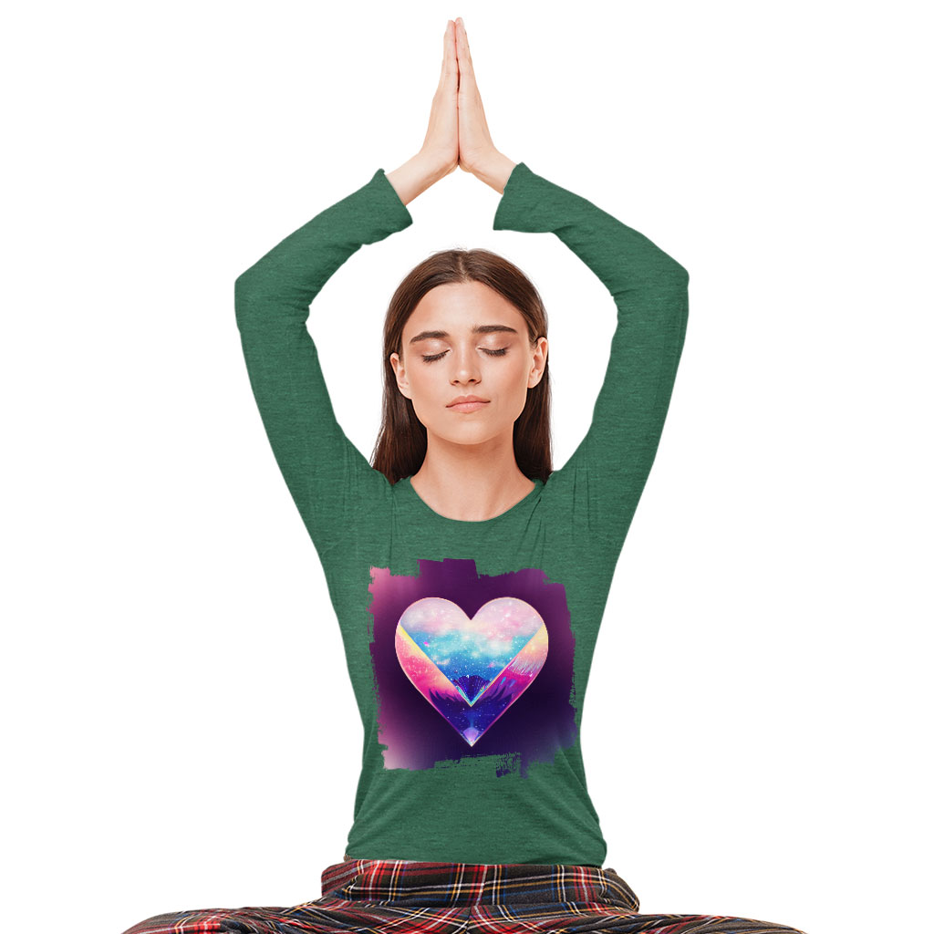 Galaxy Heart Long Sleeve T-Shirt - Graphic T-Shirt - Colorful Long Sleeve Tee Shirt Clothing T-Shirts Color : Black|Heather Forest|White 