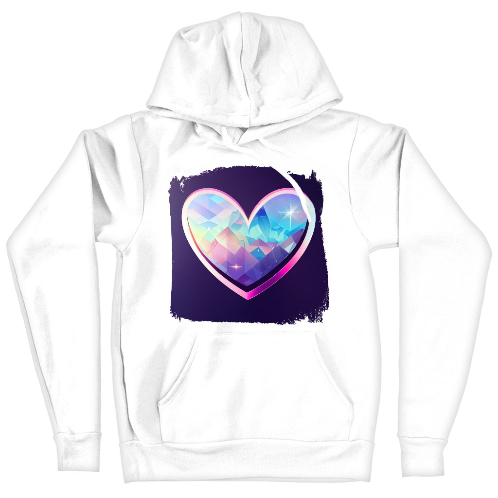 Crystal Heart Drawing Hooded Sweatshirt - Space Hoodie - Graphic Hoodie Clothing Hoodies Color : Black|Navy|White 