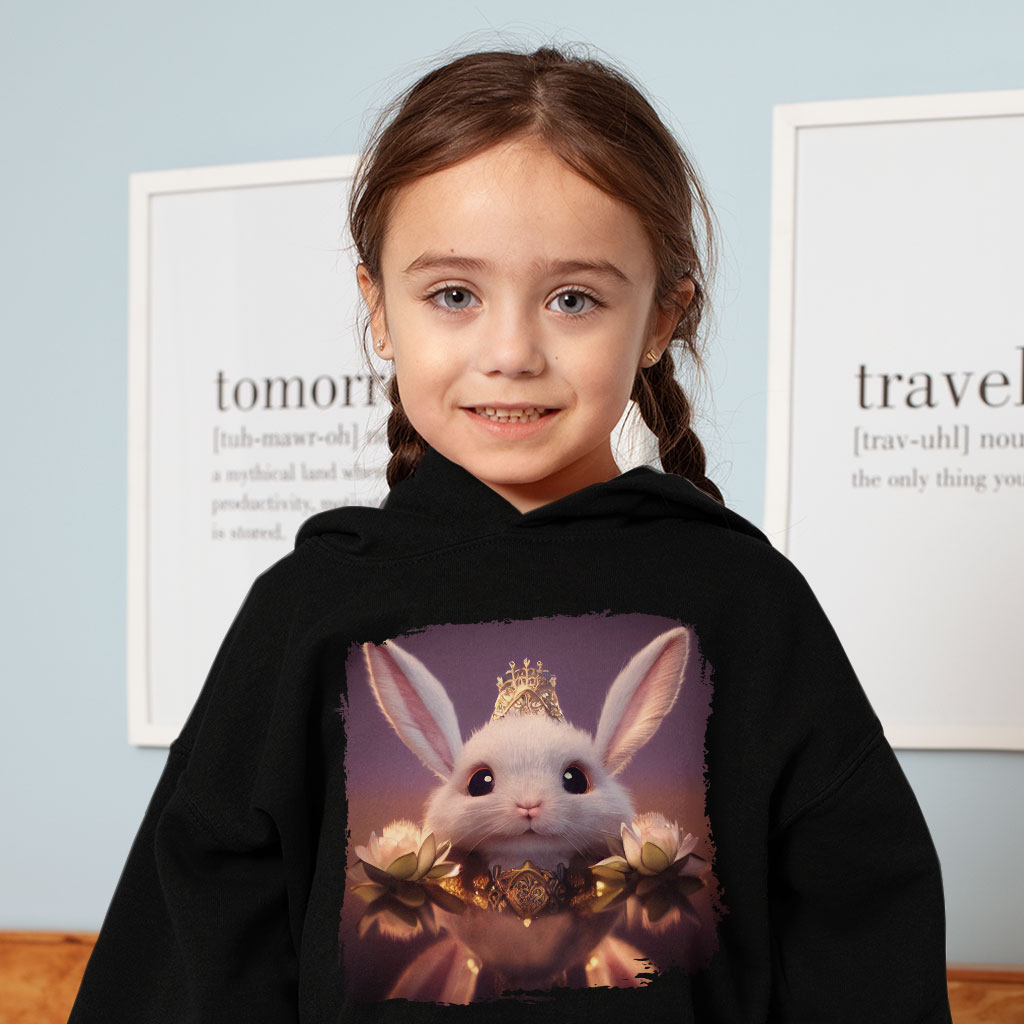 Cartoon Rabbit Toddler Hoodie - Cute Toddler Hooded Sweatshirt - Printed Kids' Hoodie Clothing Hoodies Kids' Clothing Color : Black|Kelly|White 