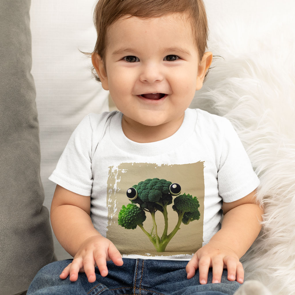 Cute Broccoli Drawing Baby Jersey T-Shirt - Themed Baby T-Shirt - Colorful T-Shirt for Babies Clothing Kids' Clothing T-Shirts Color : Athletic Heather|Heather Columbia Blue|White 