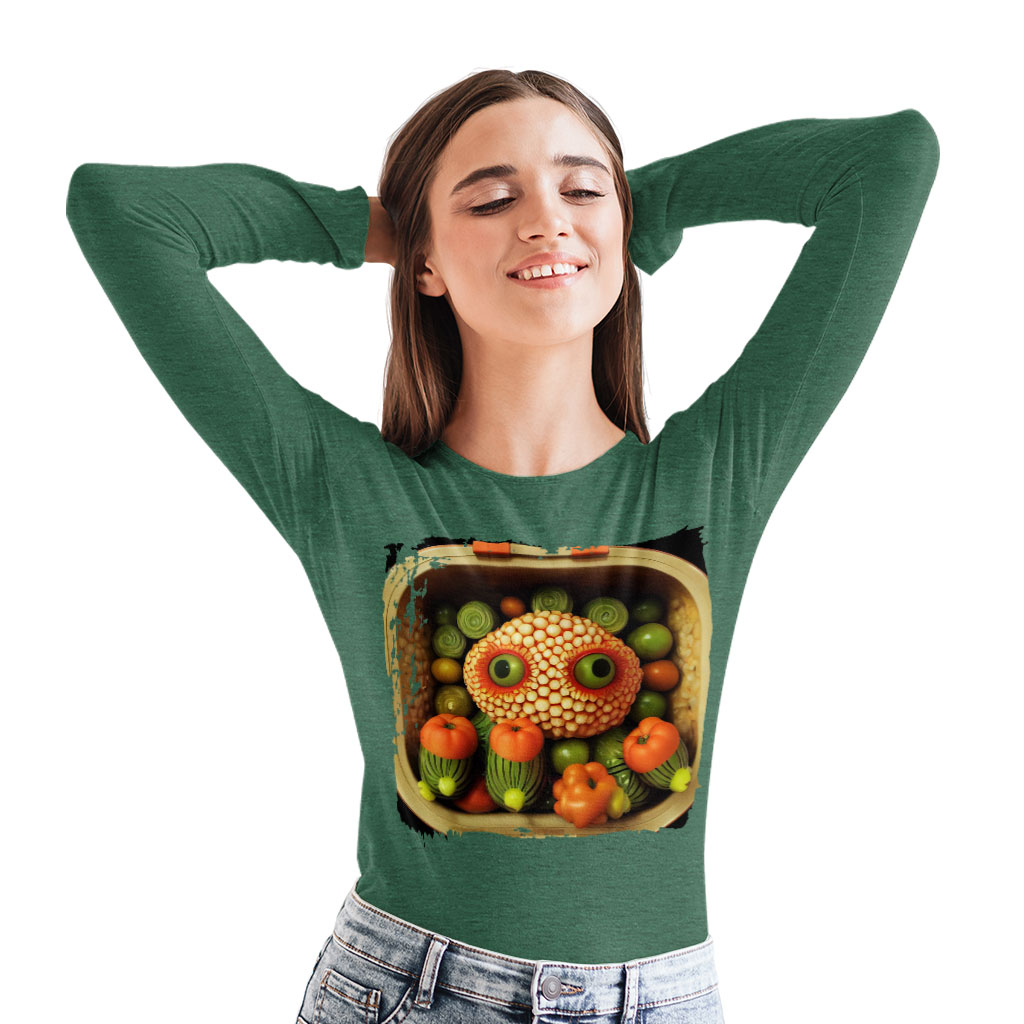 Cute Cartoon Vegetables Long Sleeve T-Shirt - Graphic T-Shirt - Cool Long Sleeve Tee Shirt Clothing T-Shirts Color : Black|Heather Forest|White 