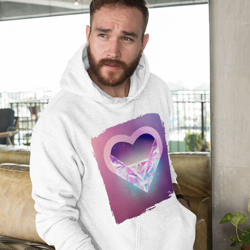 Abstract Heart Hooded Sweatshirt - Colorful Hoodie - Themed Hoodie Clothing Hoodies Color : Black|Navy|White 