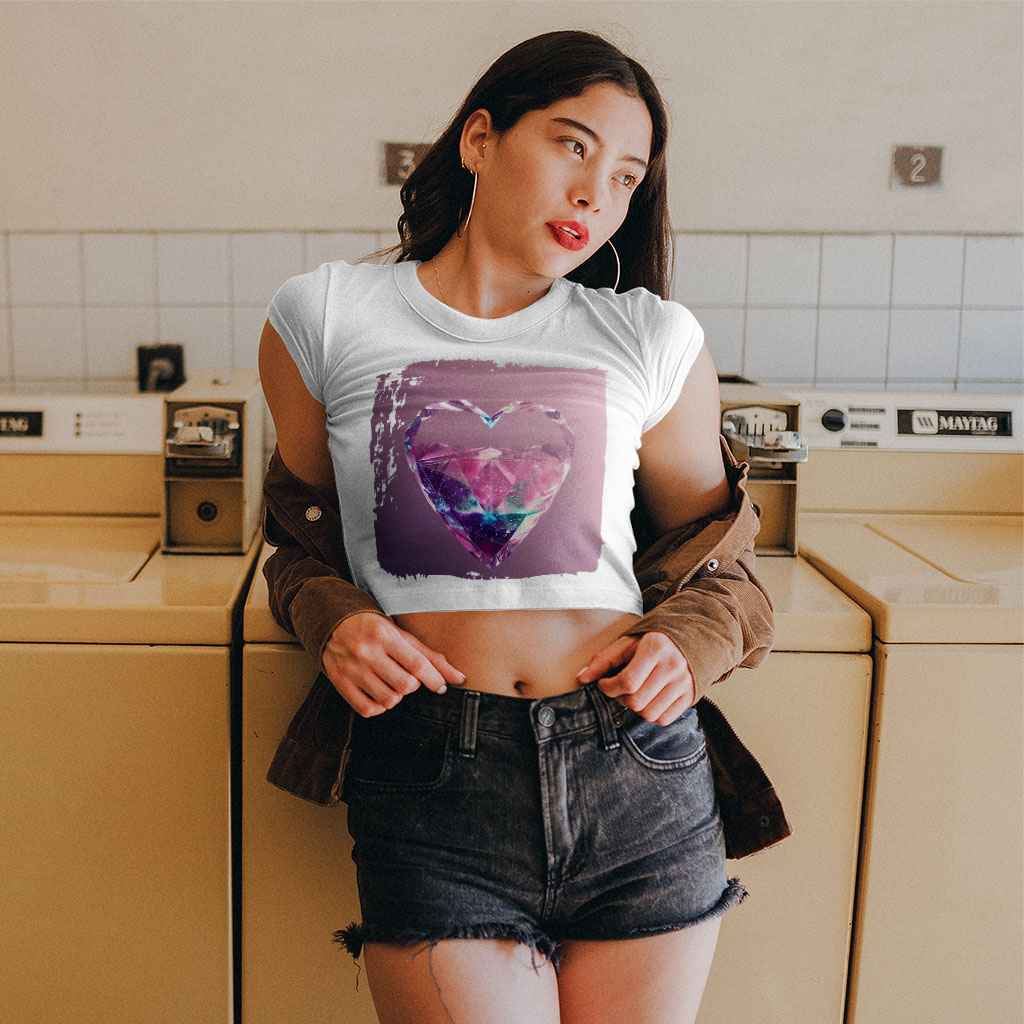 Heart Space Art Women's Cropped T-Shirt - Cool Crop Top - Themed Crop Tee Shirt Clothing T-Shirts Color : Black|Heather Olive|White 