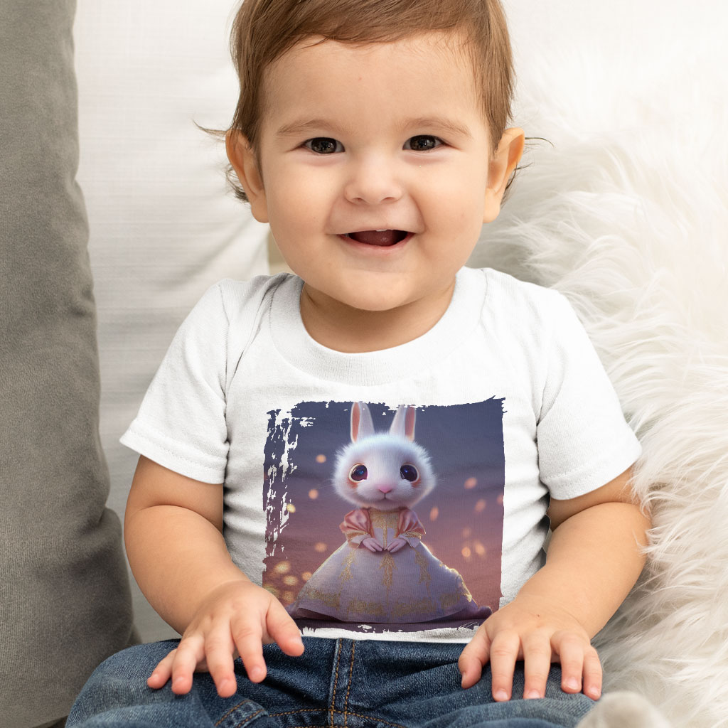 Cute Rabbit Baby Jersey T-Shirt - Cartoon Baby T-Shirt - Themed T-Shirt for Babies Clothing Kids' Clothing T-Shirts Color : Athletic Heather|Heather Columbia Blue|White 