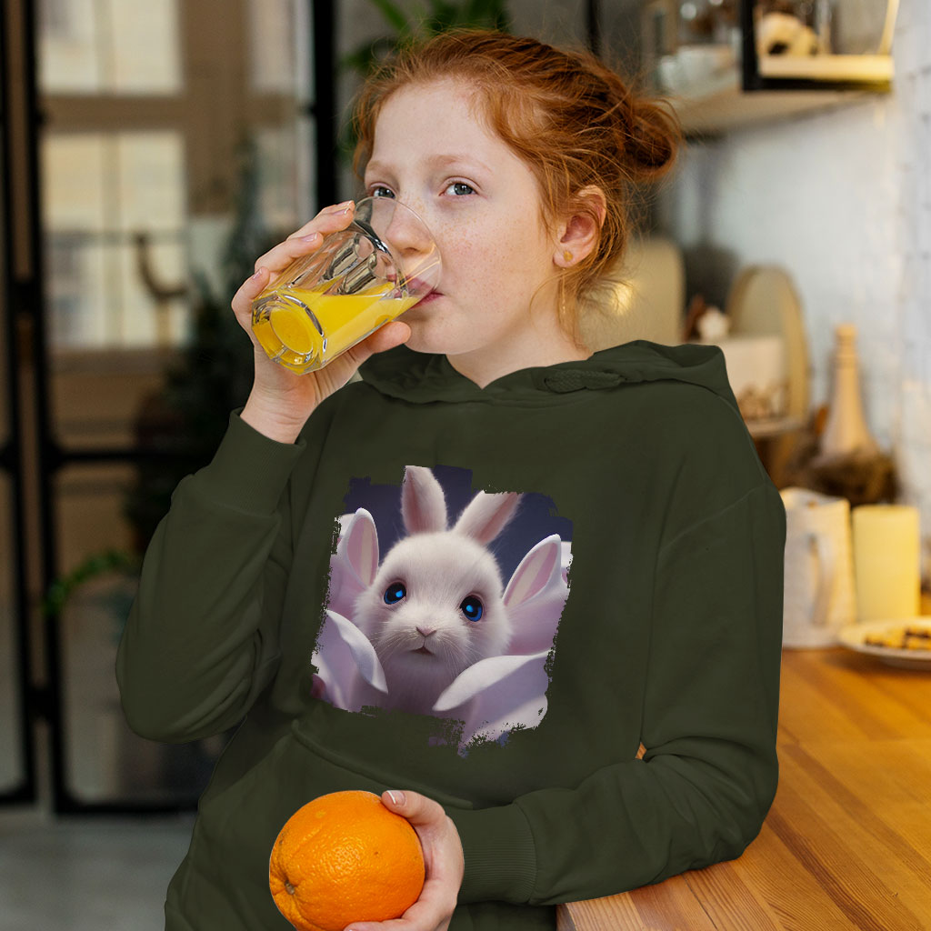 Cartoon Rabbit Face Kids' Sponge Fleece Hoodie - Printed Kids' Hoodie - Funny Hoodie for Kids Clothing Hoodies Kids' Clothing Color : Athletic Heather|Black|Military Green 