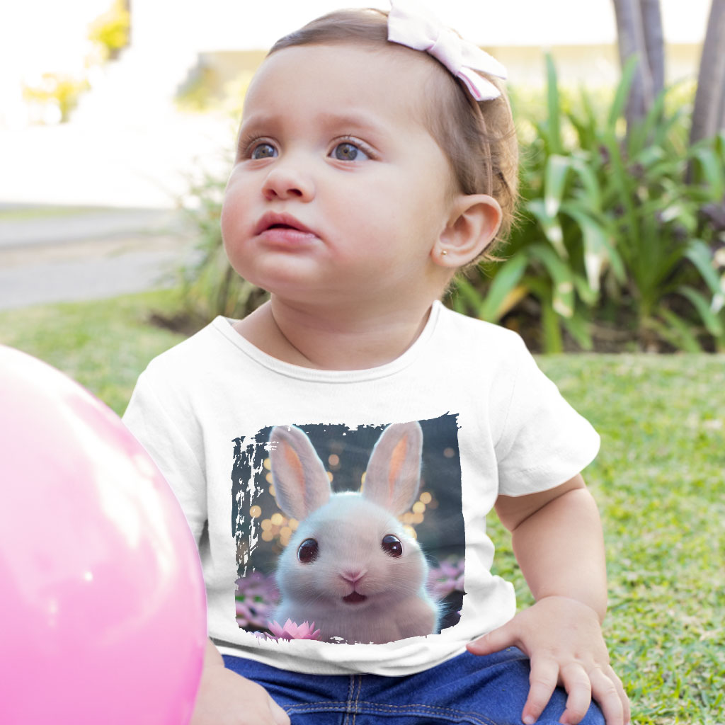 Cartoon White Rabbit Baby Jersey T-Shirt - Themed Baby T-Shirt - Colorful T-Shirt for Babies Clothing Kids' Clothing T-Shirts Color : Athletic Heather|Heather Columbia Blue|White 