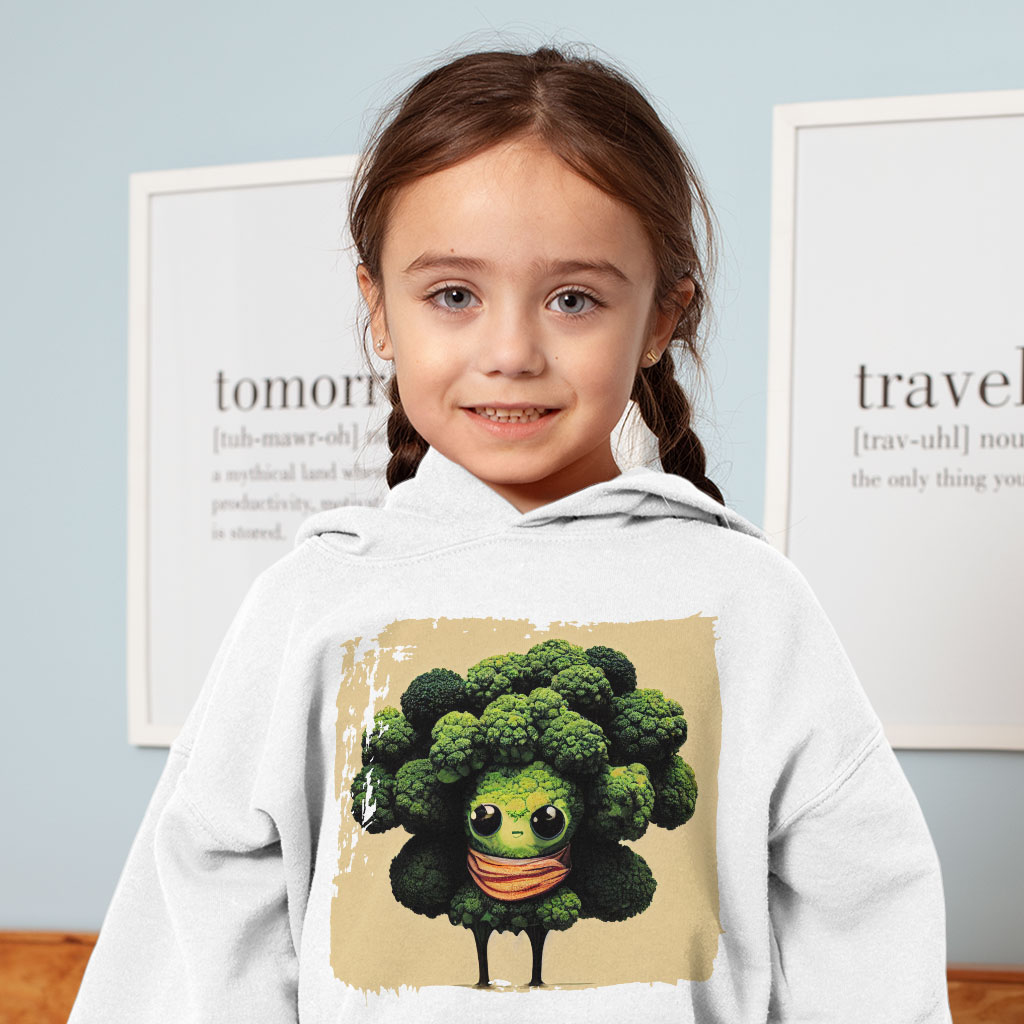 Broccoli Face Cartoon Toddler Hoodie - Colorful Toddler Hooded Sweatshirt - Cute Kids' Hoodie Clothing Hoodies Kids' Clothing Color : Black|Kelly|White 