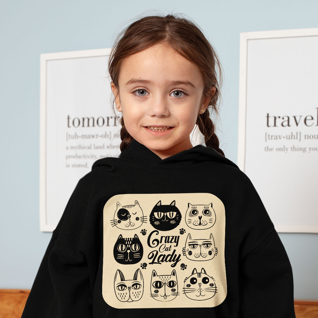 Cat Lady Toddler Hoodie - Themed Toddler Hooded Sweatshirt - Colorful Kids' Hoodie Clothing Hoodies Kids' Clothing Color : Black|Kelly|White 